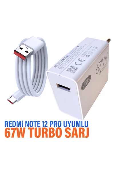 Redmi Note 12 Pro Uyumlu 67W Turbo Hızlı Şarj Aleti ve HIZLI Şarj Kablosu ürün görseli 1