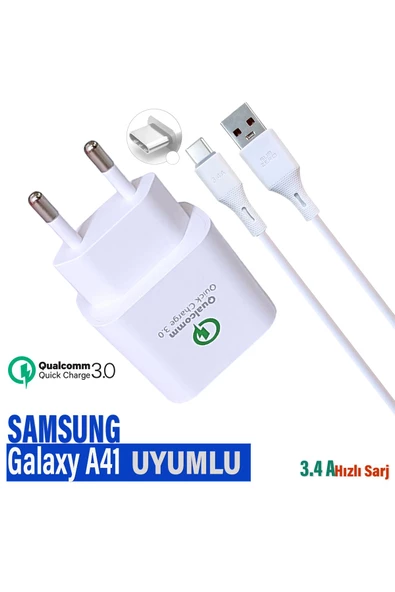Samsung Galaxy A41 Şarj Aleti ve Type C Şarj Kablosu HIZLI şarj ürün görseli 1