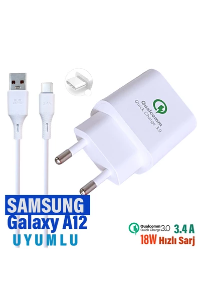 Samsung A12 Şarj Cihazı 18W HIZLI Şarj Adaptör ve Type-C Şarj Kablosu ürün görseli 1