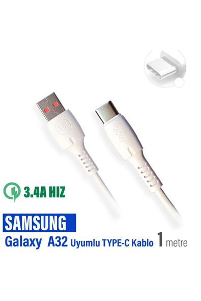 Samsung A32 Şarj Kablosu 3.4A HIZLI Type-C Şarj Kablosu 1M ürün görseli 1
