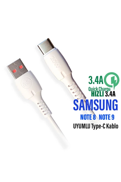 Samsung Galaxy NOTE 8 - NOTE 9 Uyumlu Hızlı Şarj Kablosu 3.4A 20w ürün görseli 1