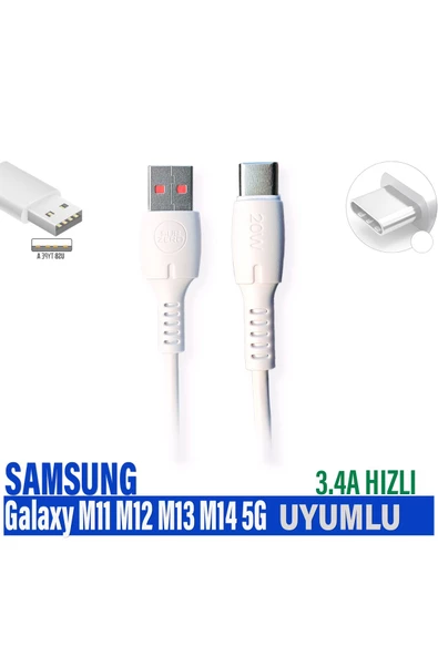 Samsung M11 M12 M13 Şarj Kablosu 3.4A HIZLI USB - TYPE C ürün görseli 1