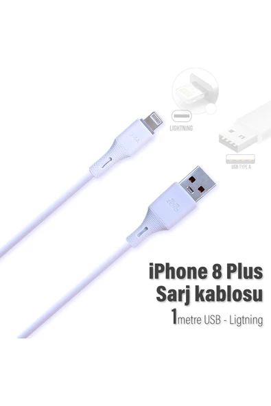 iPhone 8 Plus Şarj Kablosu  3.4A USB - Ligtning ürün görseli 1