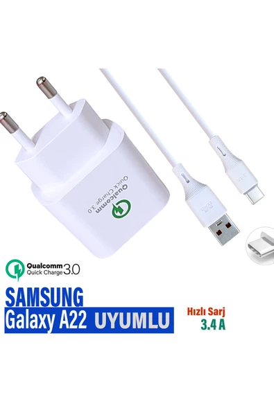 Samsung A22 Hızlı Şarj Cihazı Type C Adaptör 18W ve Şarj Kablosu ürün görseli 1