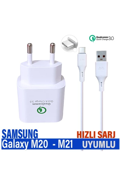 Samsung Galaxy M20 - M21 Şarj Aleti HIZLI Şarj Adaptörü ve Type-C Kablo ürün görseli 1