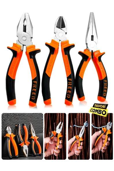 Çok Fonksiyonlu ProSeri Pense Kargaburun Yankeski Amatör ve Profesyoneller için Combo set(3 Adet) ürün görseli 1