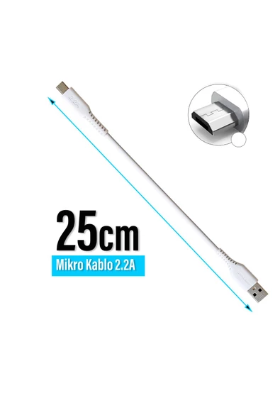 Kısa Şarj Kablosu 25cm Powerbank Telefon Şarj Kablosu 25cm ürün görseli 1