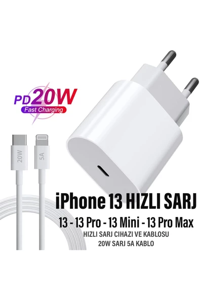 iPhone 13 Uyumlu Şarj Aleti ve Kablosu 20W HIZLI PD Şarj Cihazı iPhone 13 Mini 13 Pro 13 Pro Max ürün görseli 1