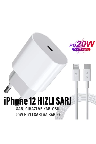 iPhone 12 Uyumlu Şarj Aleti ve Kablosu 20W HIZLI PD Şarj Cihazı iPhone 12 Mini 12 Pro 12 Pro Max ürün görseli 1