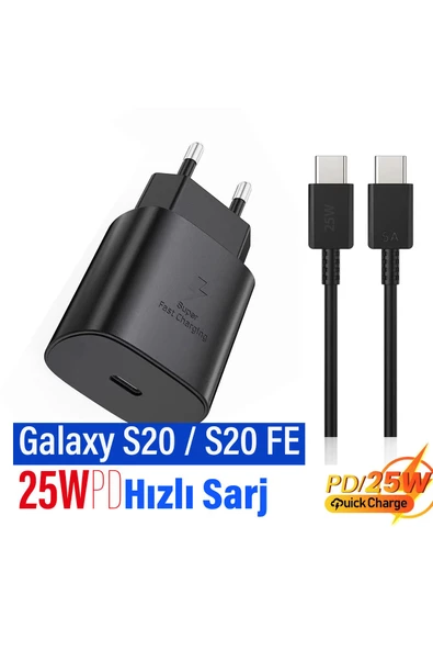 Samsung S20 - S20 FE Şarj Aleti Type-C 25W Hızlı Şarj Cihazı ve 5A Kablo ürün görseli 1
