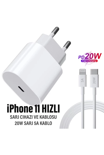 iPhone 11 Uyumlu Şarj Aleti ve Kablosu 20W HIZLI PD Şarj Cihazı iPhone 11 Pro 11 Pro Max Uyumlu ürün görseli 1