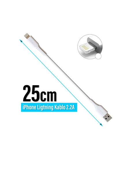 Kısa Şarj Kablosu 25cm Powerbank Telefon Şarj Kablosu 25cm ürün görseli 1