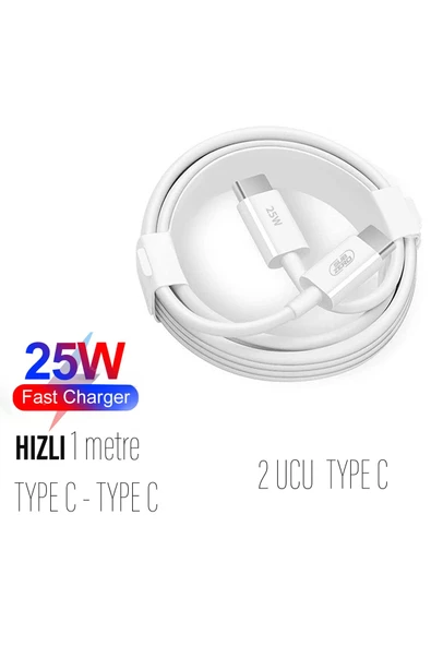 Samsung S20 - S20 FE - S20+ Plus - S22 Uyumlu Hızlı Şarj Kablosu 25W Hızlı İki Ucu Type-C Kablo ürün görseli 1