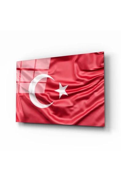 AlpiLeo Türk Bayrağı Kırmızı Alp Özel Cam Tablo ürün görseli 1