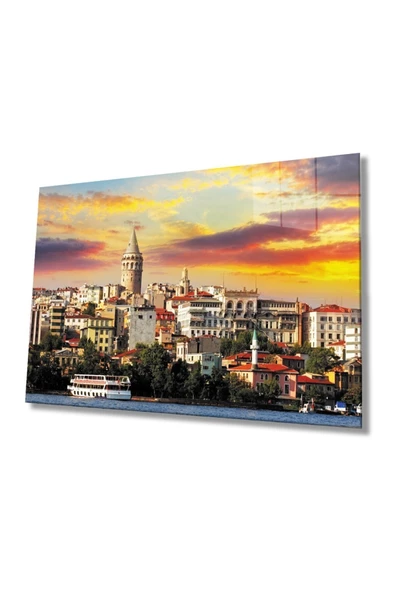 AlpiLeo Istanbul Galata Kulesi Manzara 4mm Dayanıklı Alp Özel Cam Tablo ürün görseli 1