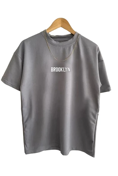 Unisex Brooklyn Baskılı Oversize Tshirt - Resim 5