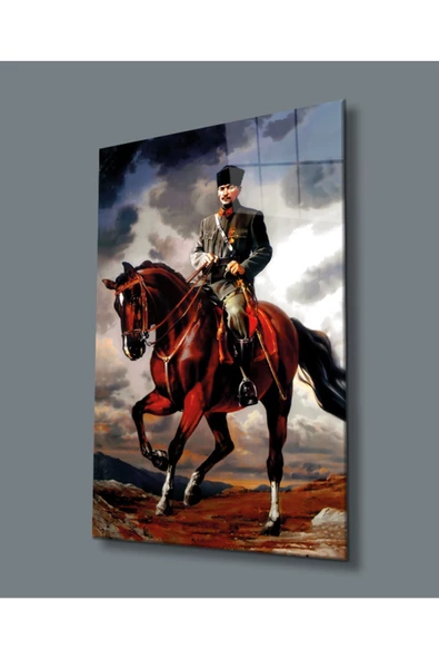 AlpiLeo Atatürk Portresi Uv Baskılı Alp Özel Cam Tablo ürün görseli 1