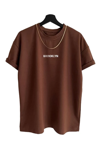 Unisex Brooklyn Baskılı Oversize Tshirt - Resim 3