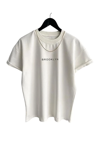 Unisex Brooklyn Baskılı Oversize Tshirt - Resim 4