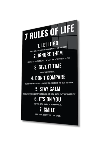 AlpiLeo 10 Rules Of Life Hayatın 7 Kuralı Ev Ve Ofis Duvar Dekoru Hediyelik Tablo ürün görseli 1