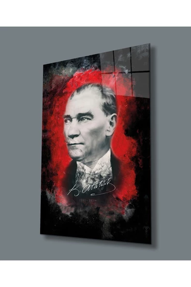 AlpiLeo Atatürk Portresi Uv Baskılı Alp Özel Cam Tablo, Ev Ve Ofis Duvar Dekoru, Hediyelik ürün görseli 1