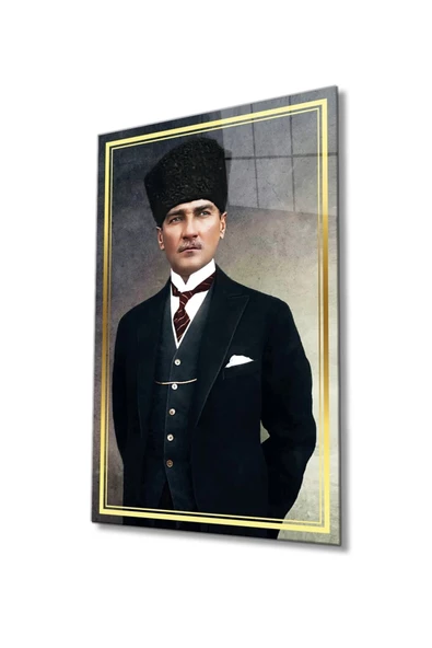 AlpiLeo Atatürk Alp Özel Cam Tablo Ev Ve Ofis Duvar Dekoru Hediyelik Büyük Tablo ürün görseli 1