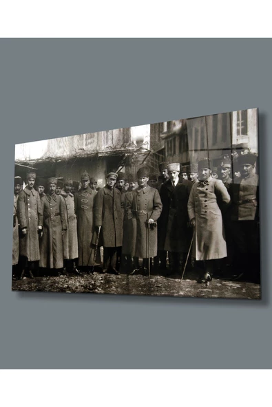 AlpiLeo Atatürk Ve Ordu Temalı Uv Baskılı Alp Özel Cam Tablo, Ev Ve Ofis Duvar Dekoru ürün görseli 1