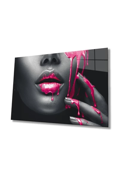 AlpiLeo Pembe Dudaklı Kadın Alp Özel Cam Tablo ürün görseli 1