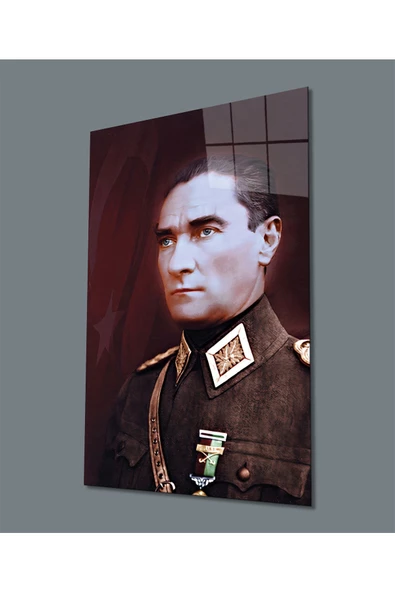AlpiLeo Üniformalı Asker Atatürk Alp Özel Cam Tablo, Uv Baskılı Ve Temperli, Hediyelik ürün görseli 1