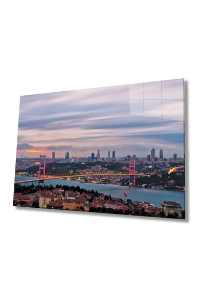 AlpiLeo Istanbul Boğazı Manzara 4mm Dayanıklı Alp Özel Cam Tablo ürün görseli 1