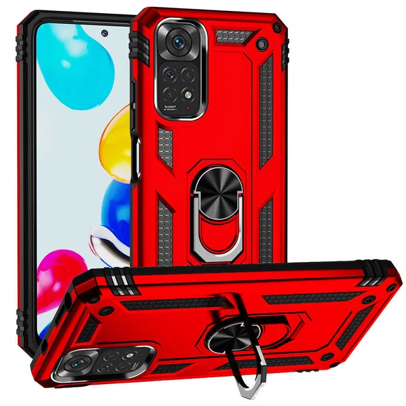 Xiaomi Redmi Note 11 Global Kılıf Vega Tank Sert Yüzüklü Standlı Zırh Koruma Kapak ürün görseli 1