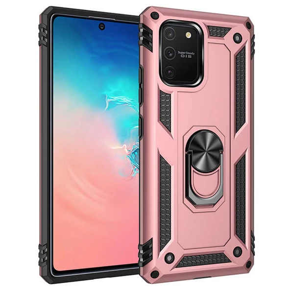 Samsung Galaxy A91 (S10 Lite) Kılıf Vega Tank Sert Yüzüklü Standlı Zırh Koruma Kapak ürün görseli 1