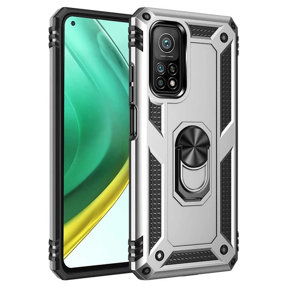Xiaomi Mi 10T 5G Kılıf Vega Tank Sert Yüzüklü Standlı Zırh Koruma Kapak ürün görseli 1