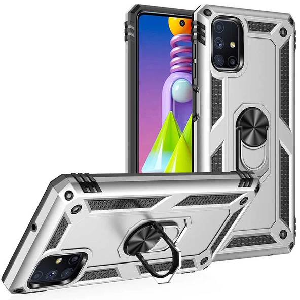 Samsung Galaxy M51 Kılıf Vega Tank Sert Yüzüklü Standlı Zırh Koruma Kapak ürün görseli 1