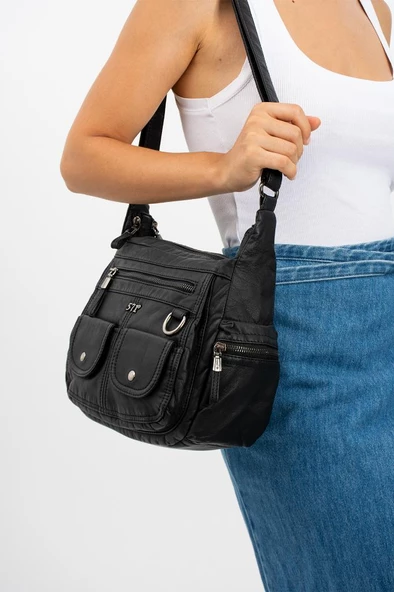 Y.S.Deri Kadın Çapraz Askılı Postacı Omuz Çantası Vegan Deri 25*20 Cm Bayan Omuz Çantası Çok Cepli ürün görseli 1