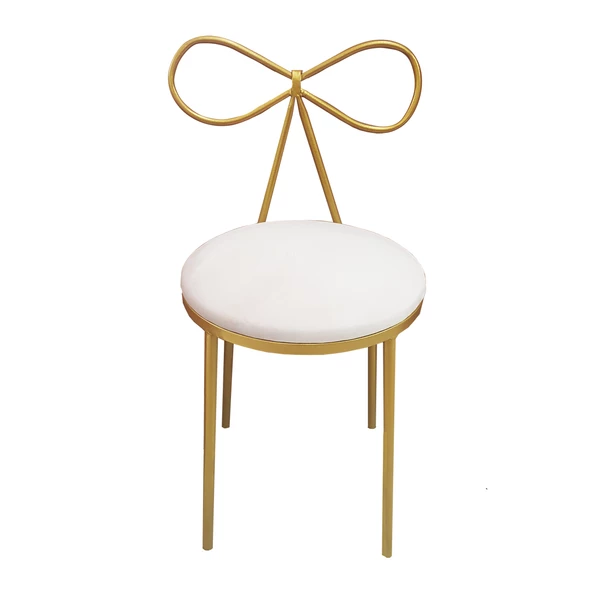 Fiyonk Makyaj Sandalyesi Metal Gold - Resim 2