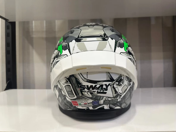 KASK SWAY SW 850 WHITE/GREEN FULL FACE - Resim 5