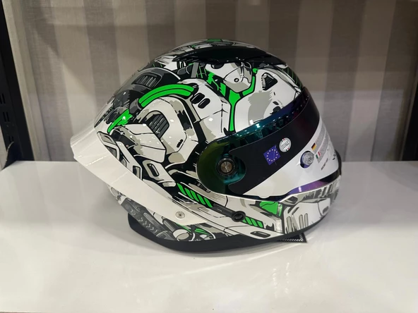 KASK SWAY SW 850 WHITE/GREEN FULL FACE - Resim 7