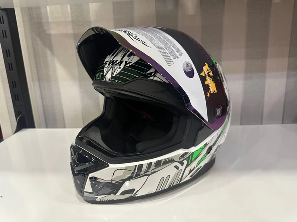 KASK SWAY SW 850 WHITE/GREEN FULL FACE - Resim 3