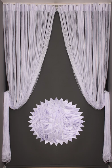 DÜZ İP PERDE 180 Cm En 280 Cm Boy BEYAZ RENK HAZIR İP PERDE ürün görseli 1