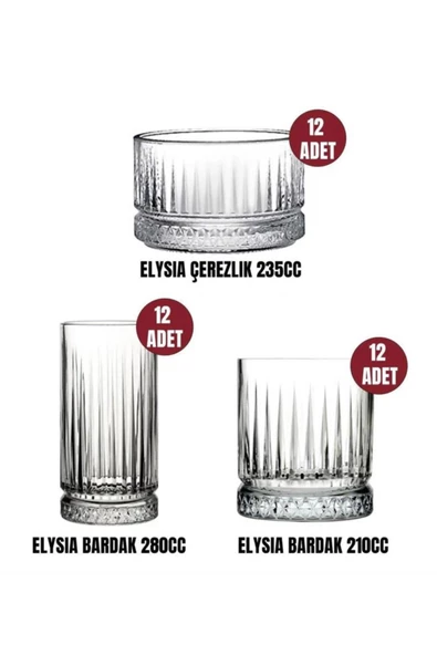 Paşabahçe elysia 36 parça su bardak - meşrubat bardağı ve çerezlik seti takımı ürün görseli 1