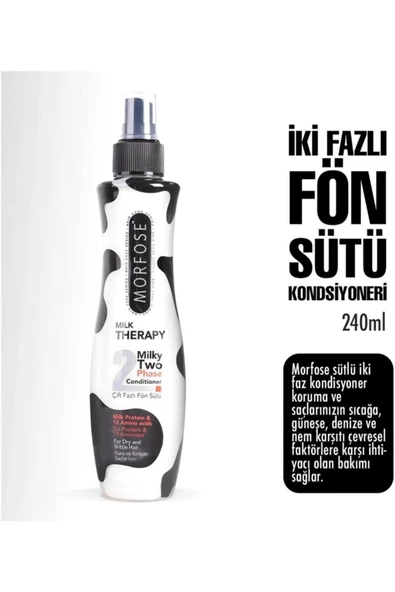 Morfose Milk Therapy Çift Fazlı Fön Sütü 220 ml 2 ADET Saç Maskesi Hediyeli ürün görseli 1