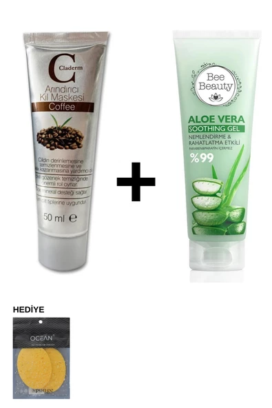 Claderm Coffee Killi Yüz Maskesi 50 ml Aloe Vera Yatıştırıcı Jel (Sünger Hediyeli) ürün görseli 1