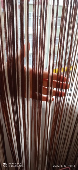 İP MODEL KAHVERENGİ RENK İP PERDE 180 Cm En 280 cm Boy  2 mm şeritler halinde hazır ip perde ürün görseli 1