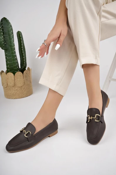 Muggo LİZA Garantili Metal Tokalı Kadın Loafer Günlük Ayakkabı ürün görseli 1