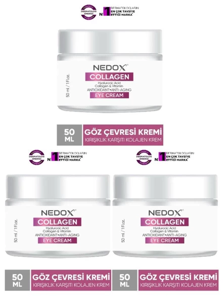 NEDOX 3 Adet Kırışıklık Karşıtı Kolajen Göz Çevresi Kremi 50 ml ürün görseli 1
