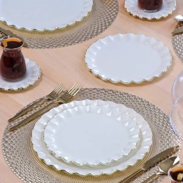 Glore Zarif Solid Krem Wavy Pasta Tabağı 21cm 6’lı -81442 ürün görseli 1