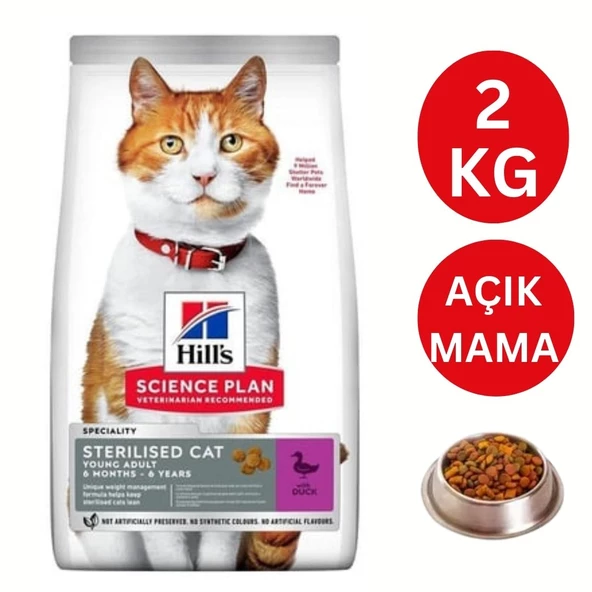 Hill's Science Plan Sterilised Ördekli Açık Kedi Maması 2 Kg (1 Kg x 2 Adet Taze Paket) ürün görseli 1