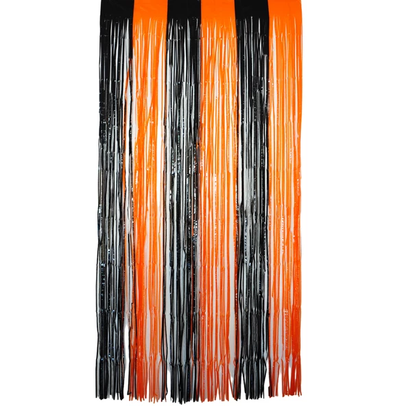 Metalize Siyah Turuncu Halloween Arka Fon Süs 100x200 cm ürün görseli 1