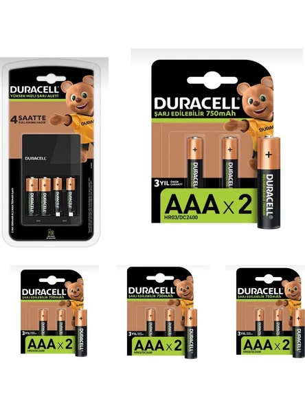 Duracell Cef 14 Pil Şarj Cihazı 10 Adet 750 Mah Aaa ve 2 Adet 1300 Mah Aa Şarj Edilebilir Piller ürün görseli 1